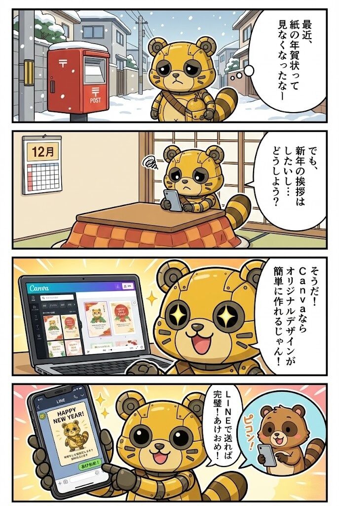 月刊稲城のミカタ_メカポンタ(仮）の4コマ漫画
